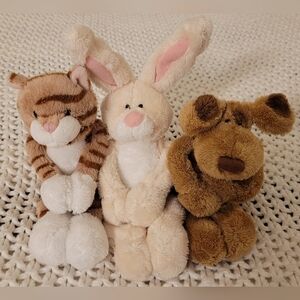 Bundle Of 3 Small Plush Cat/Dog/Rabbit Toys w/ Magnetic Feet